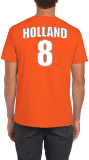 Bellatio Decorations Holland shirt met rugnummer 8 - Nederland fan t-shirt / outfit voor heren 2XL - Feestshirts Oranje