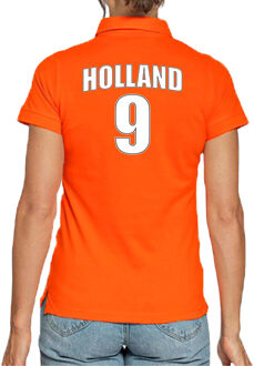 Bellatio Decorations Holland shirt met rugnummer 9 - Nederland fan poloshirt / outfit voor dames 2XL - Feestshirts Oranje