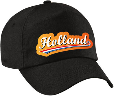 Bellatio Decorations Holland supporter cap / pet zwart voor kinderen - EK / WK / Koningsdag - Verkleedhoofddeksels