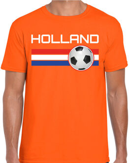 Bellatio Decorations Holland voetbal / landen t-shirt met voetbal en Nederlandse vlag - oranje - heren -  Holland landen shirt / kleding - EK / WK / Voetbal shirts 2XL