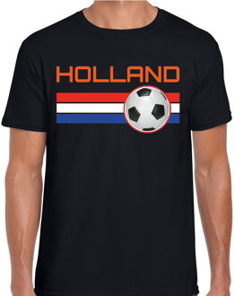 Bellatio Decorations Holland voetbal / landen t-shirt met voetbal en Nederlandse vlag - zwart - heren -  Holland landen shirt / kleding - EK / WK / Voetbal shirts 2XL