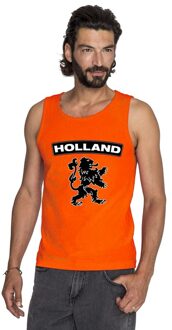 Bellatio Decorations Holland zwarte leeuw mouwloos shirt oranje heren 2XL - Feestshirts