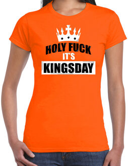 Bellatio Decorations Holy fuck its Kingsday t-shirt oranje voor dames - Koningsdag shirts 2XL