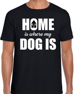 Bellatio Decorations Home is where my dog is / Thuis is waar mijn hond is honden t-shirt zwart voor heren 2XL