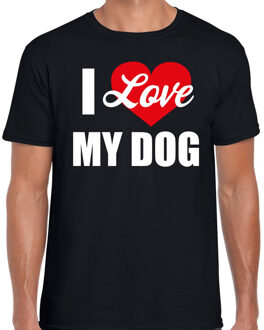 Bellatio Decorations Honden t-shirt I love my dog / Ik hou van mijn hond - zwart voor heren 2XL