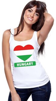 Bellatio Decorations Hongaarse vlag in hartje singlet wit dames