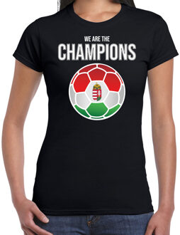 Bellatio Decorations Hongarije EK/ WK supporter t-shirt - we are the champions met Hongaarse voetbal - zwart - dames - kleding / shirt M