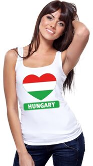 Bellatio Decorations Hongarije hart vlag singlet shirt/ tanktop wit dames L