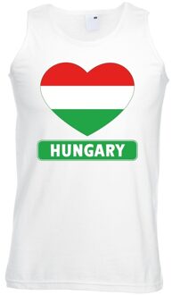 Bellatio Decorations Hongarije hart vlag singlet shirt/ tanktop wit heren 2XL