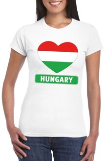 Bellatio Decorations Hongarije hart vlag t-shirt wit dames XS