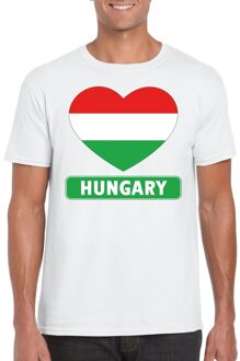 Bellatio Decorations Hongarije hart vlag t-shirt wit heren