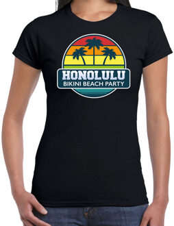 Bellatio Decorations Honolulu zomer t-shirt / shirt Honolulu bikini beach party voor dames - zwart - Honolulu beach party outfit / vakantie kleding /  strandfeest shirt M
