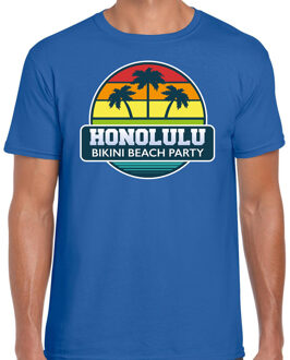 Bellatio Decorations Honolulu zomer t-shirt / shirt Honolulu bikini beach party voor heren - blauw - Honolulu beach party outfit / vakantie kleding /  strandfeest shirt XL