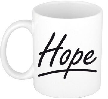 Bellatio Decorations Hope Naam koffiemok - beker - met sierlijke letters - wit - 300 ml - Cadeau - Dames