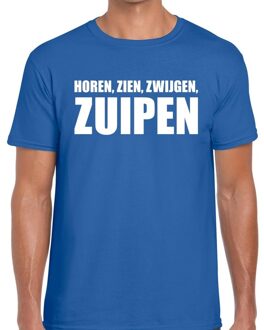 Bellatio Decorations Horen zien zwijgen ZUIPEN heren T-shirt blauw 2XL