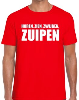 Bellatio Decorations Horen Zien Zwijgen ZUIPEN heren T-shirt rood
