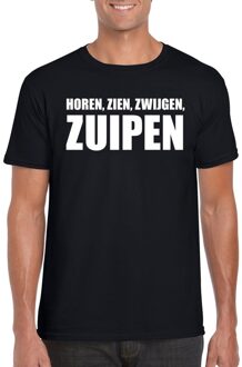Bellatio Decorations Horen Zien Zwijgen Zuipen heren T-shirt zwart XL