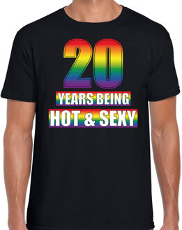 Bellatio Decorations Hot en sexy 20 jaar verjaardag cadeau t-shirt zwart voor heren - Gay/ LHBT kleding / outfit 2XL