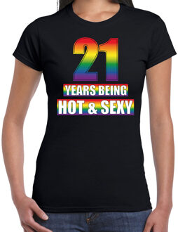 Bellatio Decorations Hot en sexy 21 jaar verjaardag cadeau t-shirt zwart voor dames - Gay/ LHBT kleding / outfit 2XL