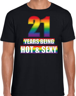 Bellatio Decorations Hot en sexy 21 jaar verjaardag cadeau t-shirt zwart voor heren - Gay/ LHBT kleding / outfit 2XL