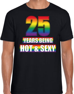 Bellatio Decorations Hot en sexy 25 jaar verjaardag cadeau t-shirt zwart voor heren - Gay/ LHBT kleding / outfit 2XL