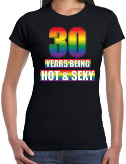 Bellatio Decorations Hot en sexy 30 jaar verjaardag cadeau t-shirt zwart voor dames - Gay/ LHBT kleding / outfit 2XL