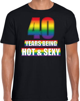 Bellatio Decorations Hot en sexy 40 jaar verjaardag cadeau t-shirt zwart voor heren - Gay/ LHBT kleding / outfit 2XL