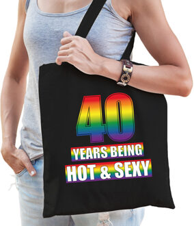 Bellatio Decorations Hot en sexy 40 jaar verjaardag cadeau tas zwart voor volwassenen - Gay/ LHBT / cadeau tas