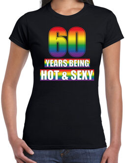 Bellatio Decorations Hot en sexy 60 jaar verjaardag cadeau t-shirt zwart voor dames - Gay/ LHBT kleding / outfit 2XL