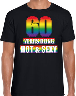 Bellatio Decorations Hot en sexy 60 jaar verjaardag cadeau t-shirt zwart voor heren - Gay/ LHBT kleding / outfit 2XL