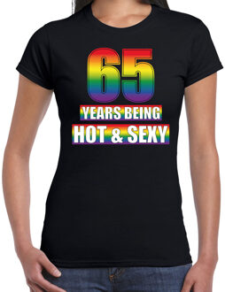 Bellatio Decorations Hot en sexy 65 jaar verjaardag cadeau t-shirt zwart voor dames - Gay/ LHBT kleding / outfit 2XL