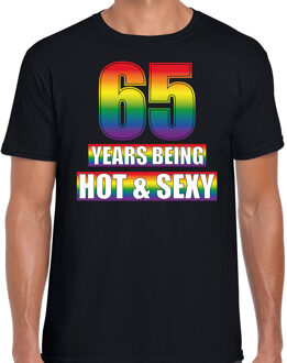 Bellatio Decorations Hot en sexy 65 jaar verjaardag cadeau t-shirt zwart voor heren - Gay/ LHBT kleding / outfit 2XL