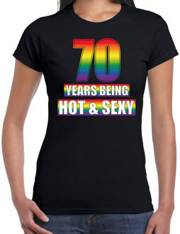 Bellatio Decorations Hot en sexy 70 jaar verjaardag cadeau t-shirt zwart voor dames - Gay/ LHBT kleding / outfit 2XL