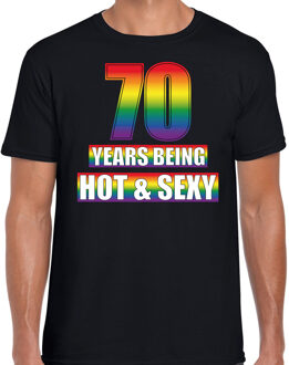 Bellatio Decorations Hot en sexy 70 jaar verjaardag cadeau t-shirt zwart voor heren - Gay/ LHBT kleding / outfit 2XL