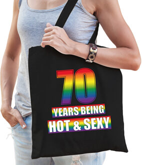 Bellatio Decorations Hot en sexy 70 jaar verjaardag cadeau tas zwart voor volwassenen - Gay/ LHBT / cadeau tas - Feest Boodschappentassen