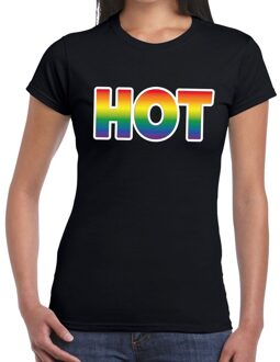 Bellatio Decorations Hot gay pride  t-shirt zwart voor dames 2XL