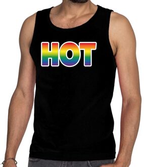 Bellatio Decorations Hot gay pride tanktop/mouwloos shirt zwart heren 2XL