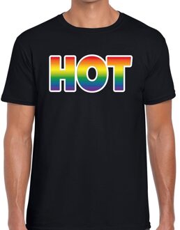 Bellatio Decorations Hot regenboog gay pride shirt zwart voor heren 2XL