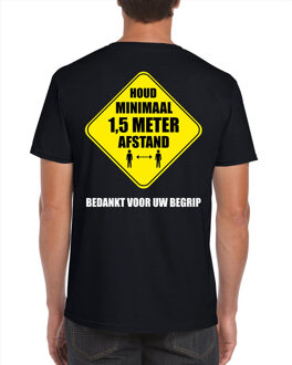 Bellatio Decorations Houd 1,5 meter afstand bedankt shirt zwart voor heren
