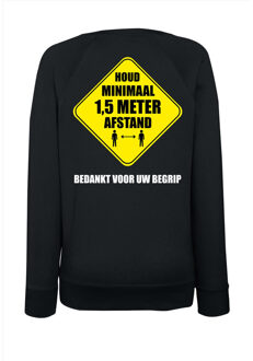 Bellatio Decorations Houd 1,5 meter afstand bedankt sweater zwart voor dames