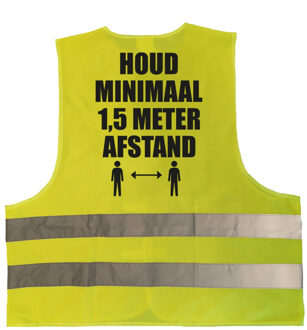 Bellatio Decorations Houd 1,5 meter afstand pictogram vestje / hesje geel met reflecterende strepen voor volwassenen - One size