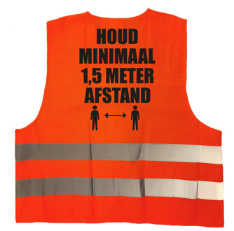 Bellatio Decorations Houd 1,5 meter afstand pictogram vestje / hesje oranje met reflecterende strepen voor volwassenen - One size