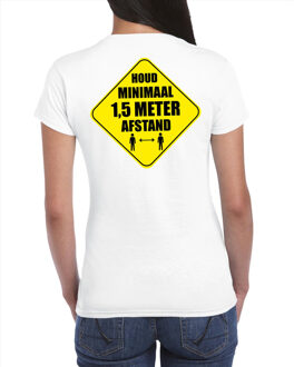 Bellatio Decorations Houd 1,5 meter afstand shirt wit voor dames