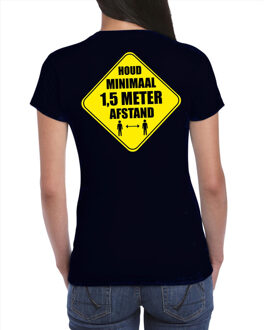 Bellatio Decorations Houd 1,5 meter afstand shirt zwart voor dames