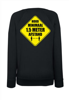 Bellatio Decorations Houd 1,5 meter afstand sweater zwart voor dames XL