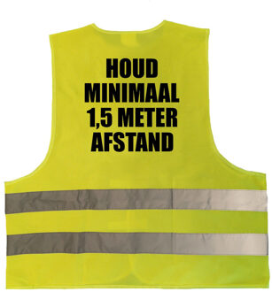 Bellatio Decorations Houd 1,5 meter afstand vestje / hesje geel met reflecterende strepen voor volwassenen - One size