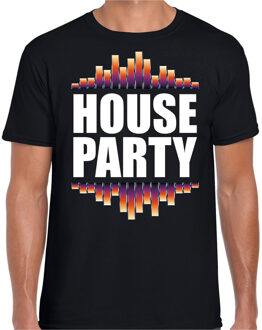 Bellatio Decorations House party fun tekst t-shirt zwart heren S