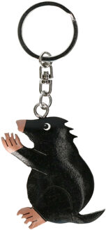 Bellatio Decorations Houten mol sleutelhanger - 5 cm - Dieren cadeau artikelen - Mollen/Molletjes