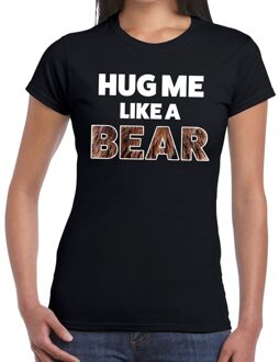 Bellatio Decorations Hug me like a bear tekst t-shirt zwart dames XS