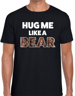 Bellatio Decorations Hug me like a bear tekst t-shirt zwart heren L